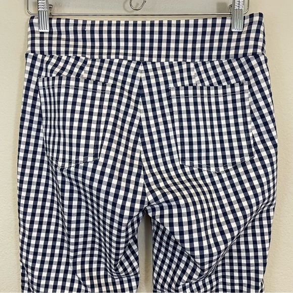 J. McLaughlin Masie Gingham Plaid Slim Straight Leg Pull On Pants Navy Size 4 - Picture 8 of 9